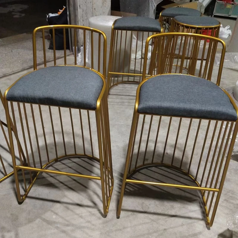 Gold Leg Nordic Bar Stools Modern Design Apartment Luxury Soft Bar Chairs Minimalist Waiting Backrest Sillas De Furniture