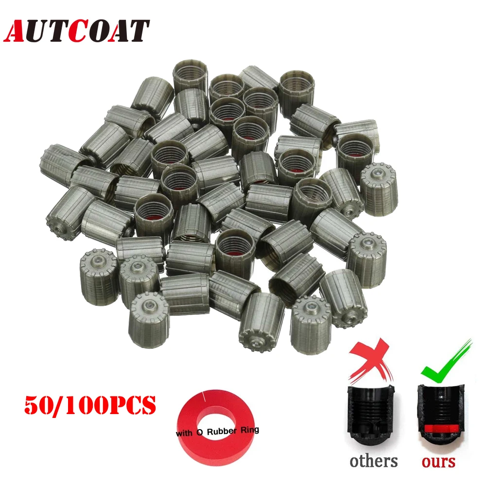 Premium Black & Grey Tire Valve Dust Caps - Durable Plastic Protection