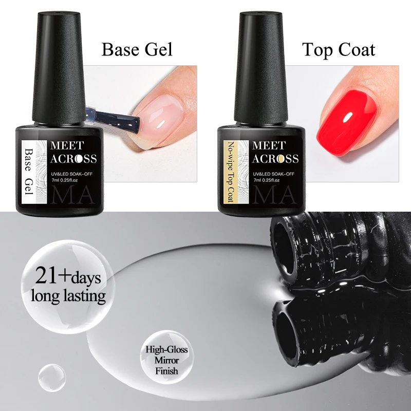 5pc Base Gel Top Coat Kit With Nail Primer,Nail Prep Dehydrate,Nail Cuticle Oil Long Lasting Functional Gel Nail Polish Set