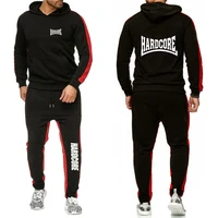 HARDCORE Printed Hoodie Sweatpants Tracksuit Men's Hooded Sweatshirt+Pants Pullover Sportwear Suit Clothes 2 Pieces Sets 1