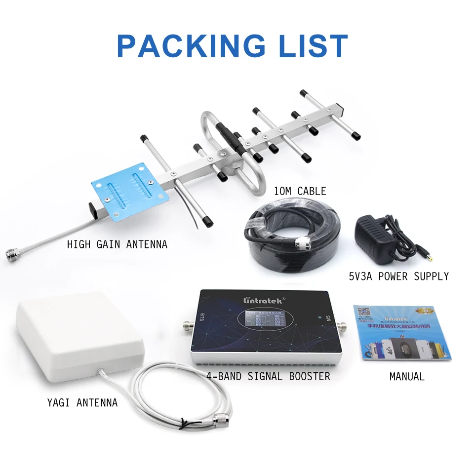 Lintratek GSM 리피터 4G 3G 2G 셀룰러 신호 리피터 증폭기 모바일 850 800 1800 MHZ DCS WCDMA LTE PCS 핸드폰 부스터
