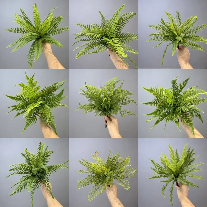 40-55cm große künstliche Farn gefälschte grüne Pflanzen persische Wandbehang Palme Kunststoff Boston Farne Indoor Outdoor Hausgarten Dekor