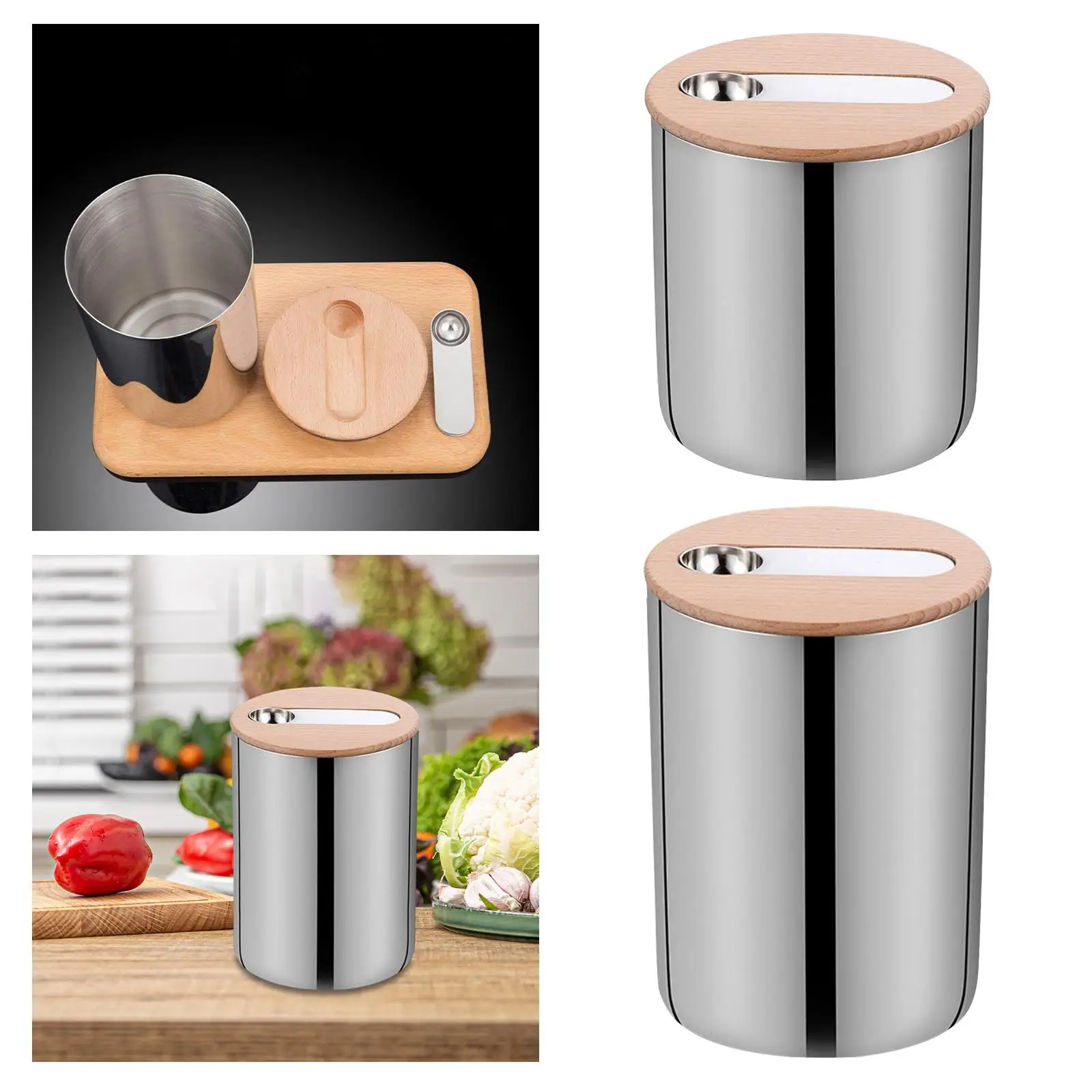 Tea Tin Canister Coffee Jar Spice Reusable Coffee Bean Storage Container Tin Cans Sealed with Measuring Spoon Tea Jar Tea Tin