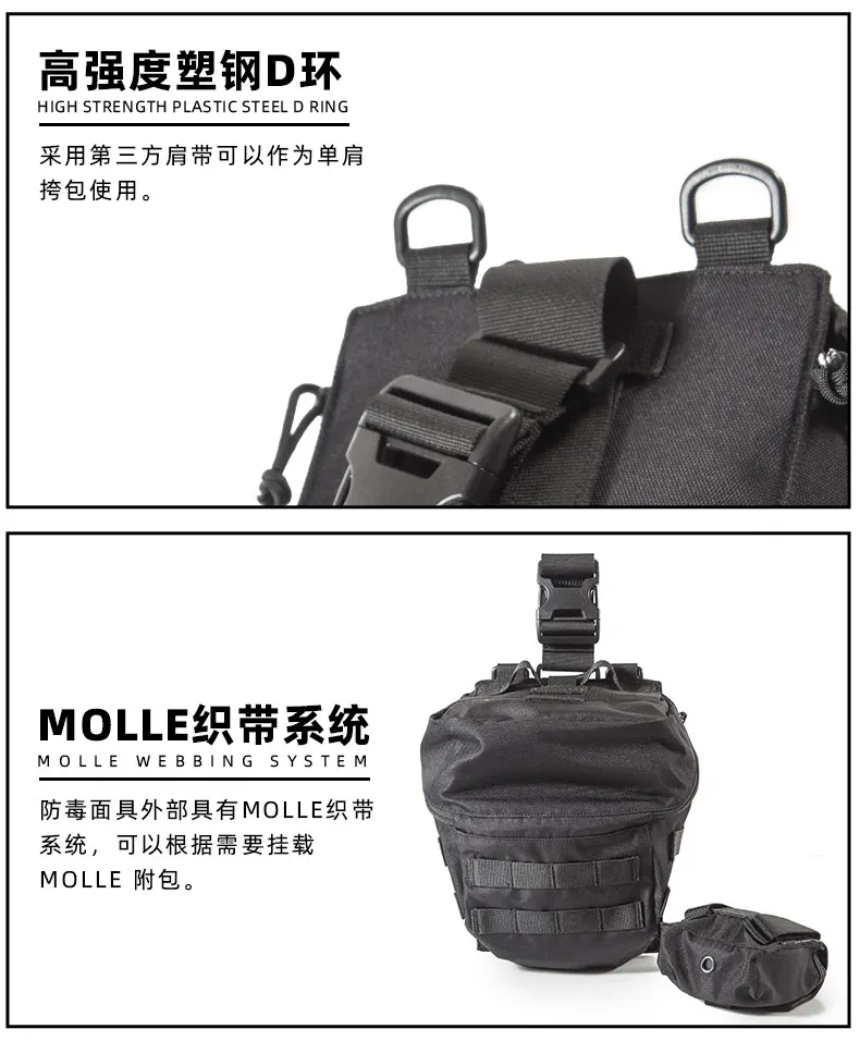 Jagd Outdoor Taktische Molle Quick Release Multifunktionale Lagerung Gas Maske Bein Tasche Gürtel Drop Werkzeuge Tragen Träger Tasche – Detail 4