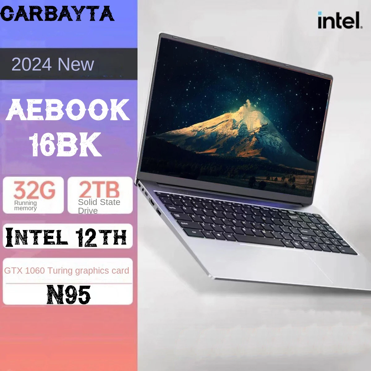맥스 램 32GB 롬 2TB SSD 게이밍 노트북, 윈도우 11 프로 컴퓨터 오피스, NVIDIA GTX 1060, 4GB 넷북, 16 인치, 12 세대 인텔 N95