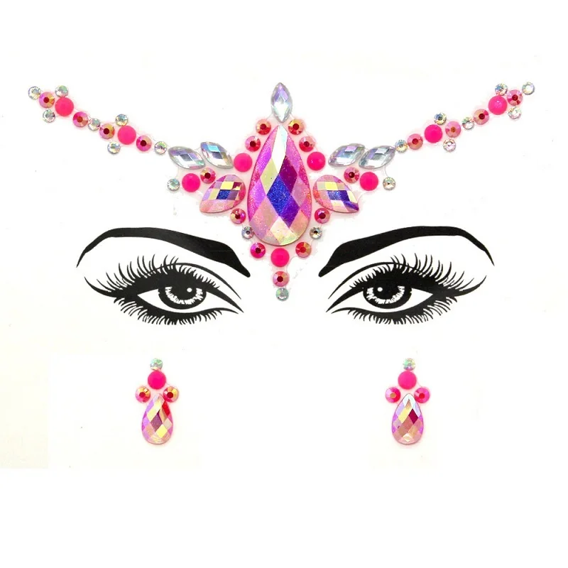 Rhinestone Face Jewels: Festival Glitter Crystal Stickers