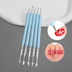 Ultra-Thin Pink French Nail Art Liner Brush Set - 5-Piece for Precision DIY Manicure (TB050)
