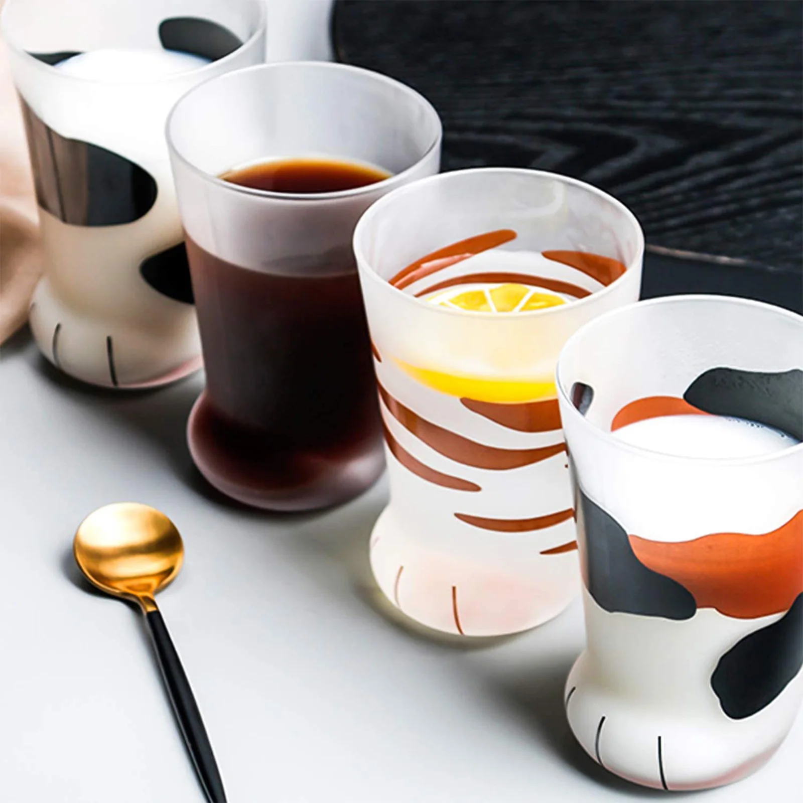 Glass Water Cup Creative Cat Claw Cup Breakfast Milk Cup Glass Personality Frosted Glass Mugs Milk Lemon Juice for Men Women Kids glass water cup,double wall glass cup