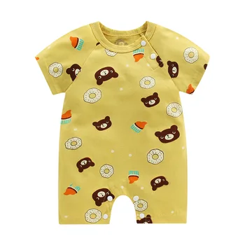 Abbigliamento per Neonati Maschi e Femmine, Body in Cotone, Tutina Estiva a Maniche Corte, Pigiama per Neonati e Bambini