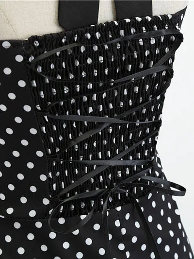112408-9ed825.jpg Femmes à pois imprimé Robe d'été Sexy rétro blanc licou Robe Vintage Robe Femme Pin Up Rockabilly Robe de soirée