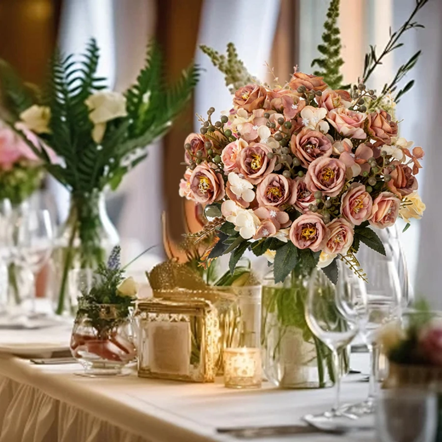 Künstliche Blumen aus Seide, französische Rosen, Hochzeit, Zuhause, Zimmer, Festival, Dekoration, Außenhof, Garten, Brautstrauß, Bogen, DIY-Geschenkzubehör – Detail 4