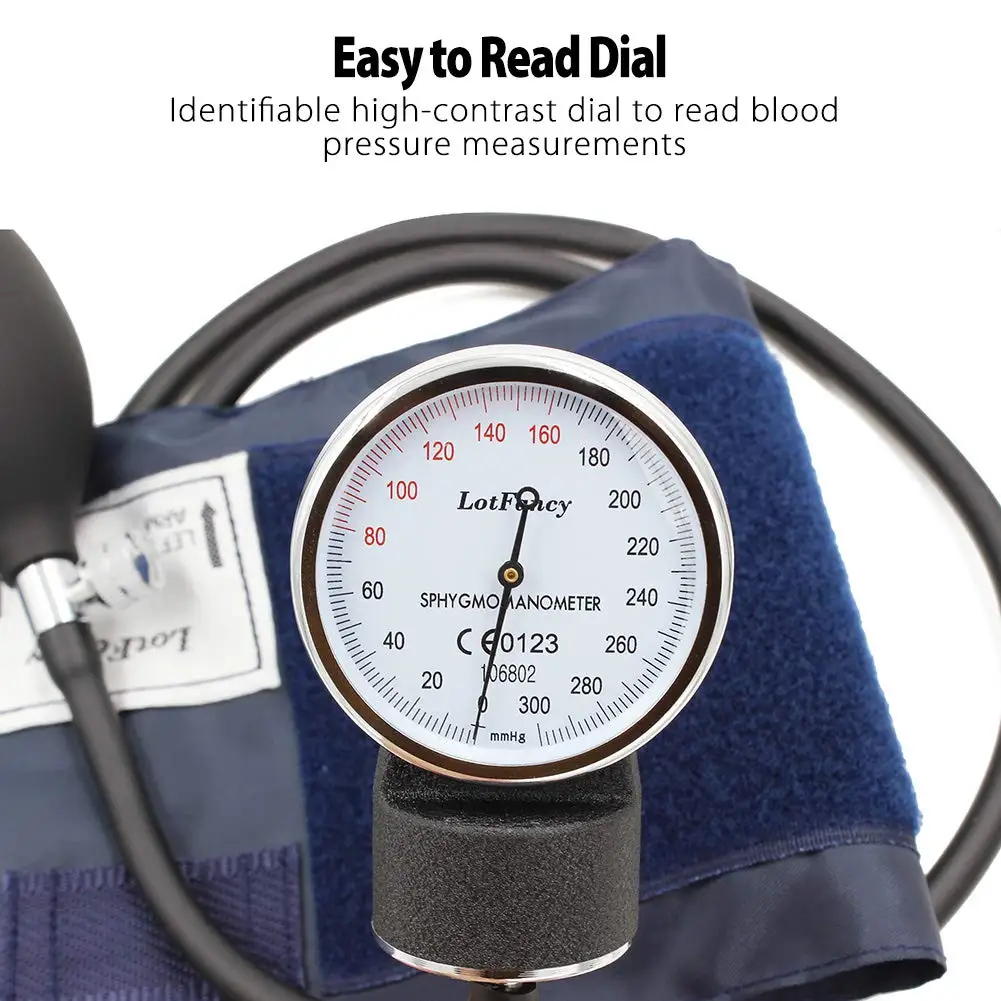 Aneroid Blood Pressure Monitor BP Upper Arm Sphygmomanometer Manual Blood Pressure Stethoscope With Zipper Bag For Adult