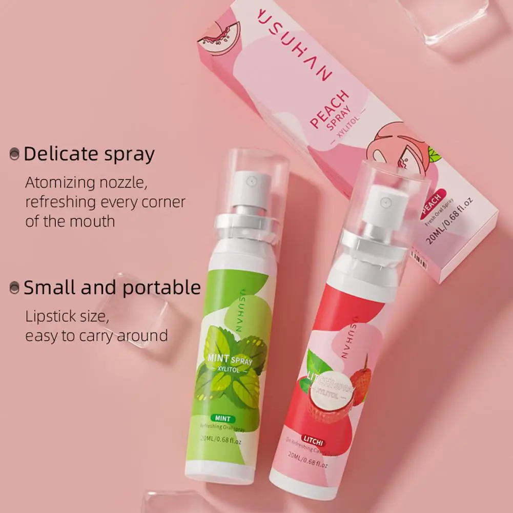 Oral Fresh Spray Peach Mint Grape Litchi Flavor Mouth Spray 20ml Fresh Breath Portable Mouth Freshener Oral Spray Remove Smoke