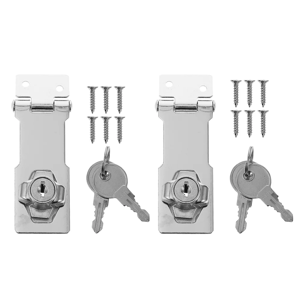 2 Pcs Anti-theft Hasp Lock Door Locks for Front Cabinet Latch Cupboard Bolt Barrel No Punching