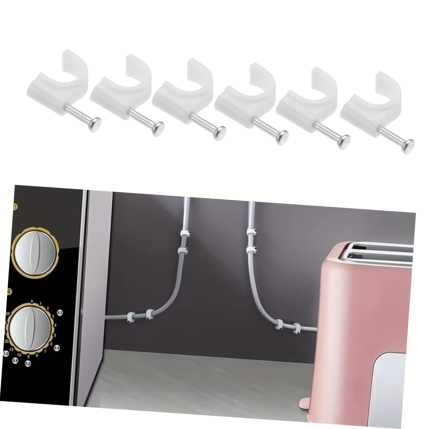Cable Tie Mounts 400pcs 4/6/8/10mm Cable Wire Clips Nail in Tacks Coaxial Clamps Nails