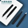 Hair Removal Tweezers Stainless Steel Eyebrow Tweezers Pink Slanted Black Tip Point Face Harmless Makeup Beauty Tool Black 2