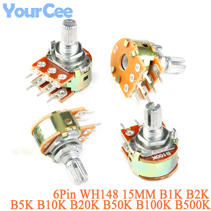 5pcs/1pc Double Shaft WH148 Potentiometer B1K B2K B5K B10K B20K B50K B100K B500K WH148 1K 2K 5K 10K 20K 50K 100K 500K