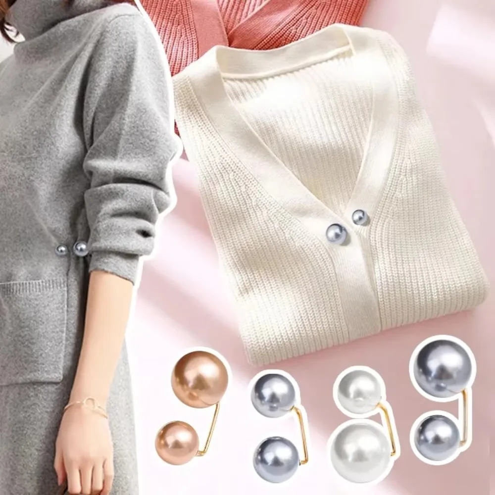 10Pcs 의류 액세서리 진주 브로치 분리형 더블 헤드 핀 허리 클립 쥬얼리 액세..