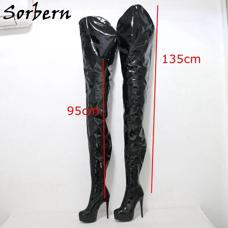 

Sorbern 95Cm / 135Cm Shaft Length Fetish Boots Women Crotch Thigh High Hidden Platform Shoes Inside Zippers Unisex Boot Custom