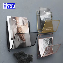 Furniture Iron Art Hanging Wall Storage Bookshelf Minimalist Style Magazine Rack Living Room Books and Newspapers Magazine Racks