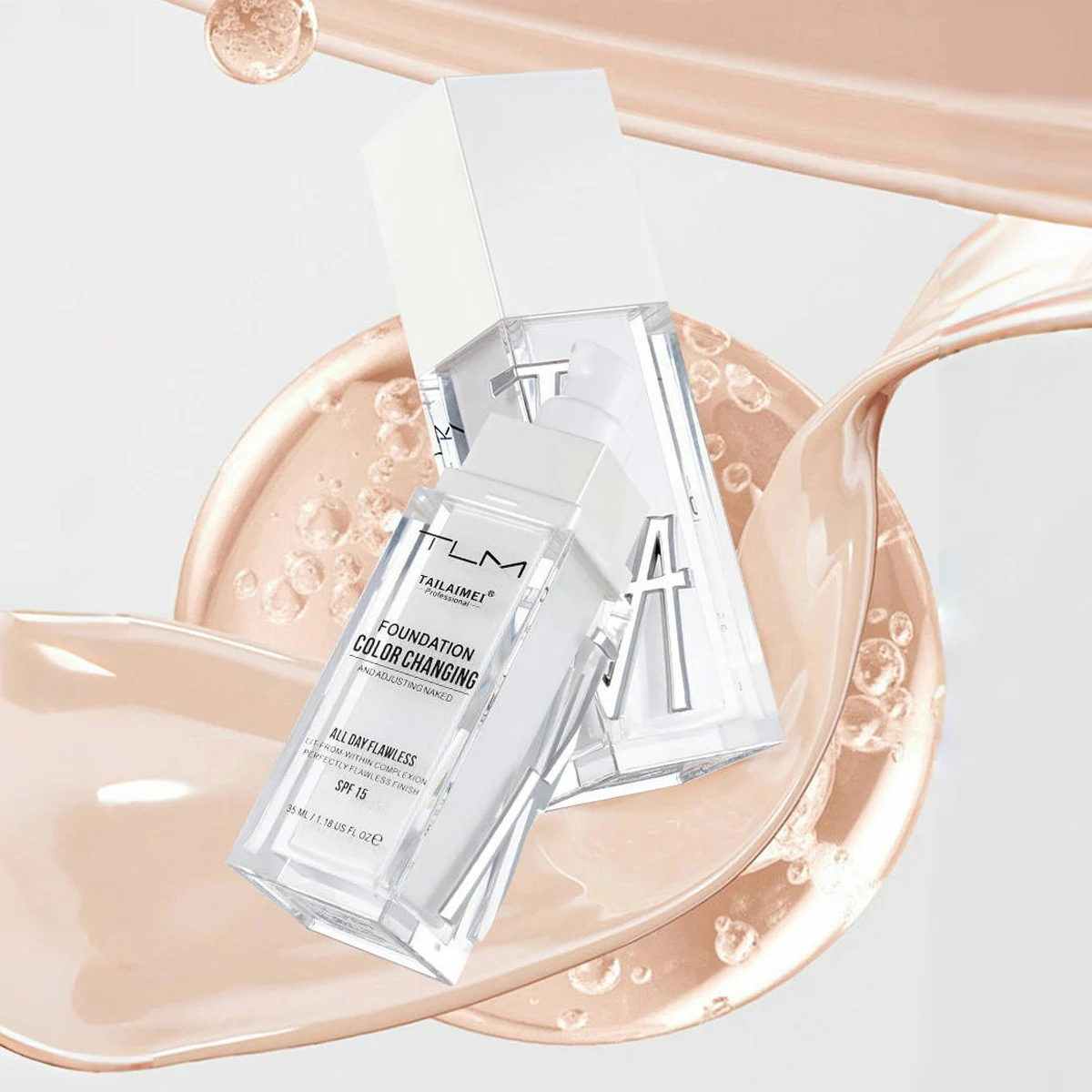 Warm Liquid Foundation SPF15 Sunscreen, Durable And Easy To Apply Face Liquid Foundation