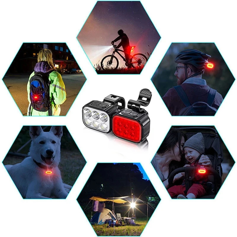USB Rechargeable Bike Light Set for Mountain Road Cycling
