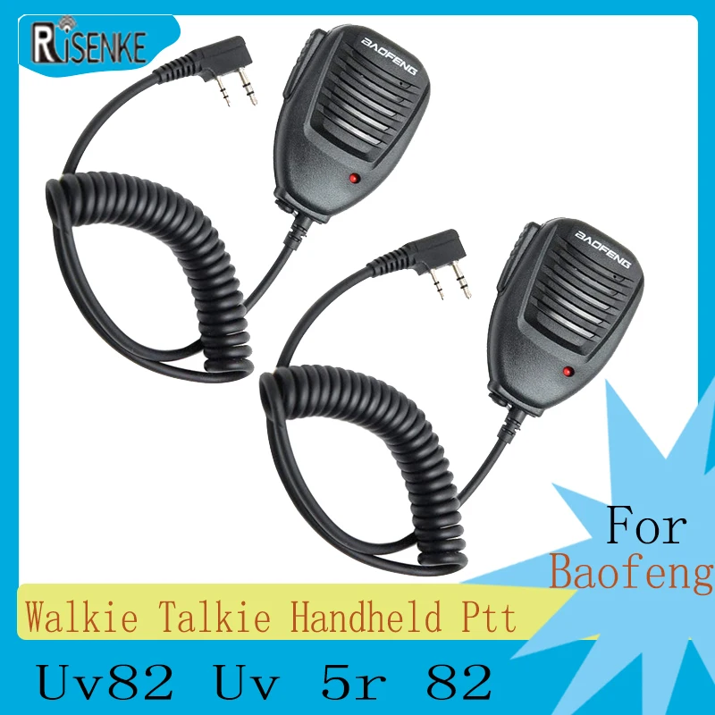 RISENKE-Speaker Mic,UV5R,UV-5R Plus,UV-82,BF-888S,for Baofeng Radio Station,Walkie Talkie,Handheld PTT,Shoulder,Waterproof,2Pcs