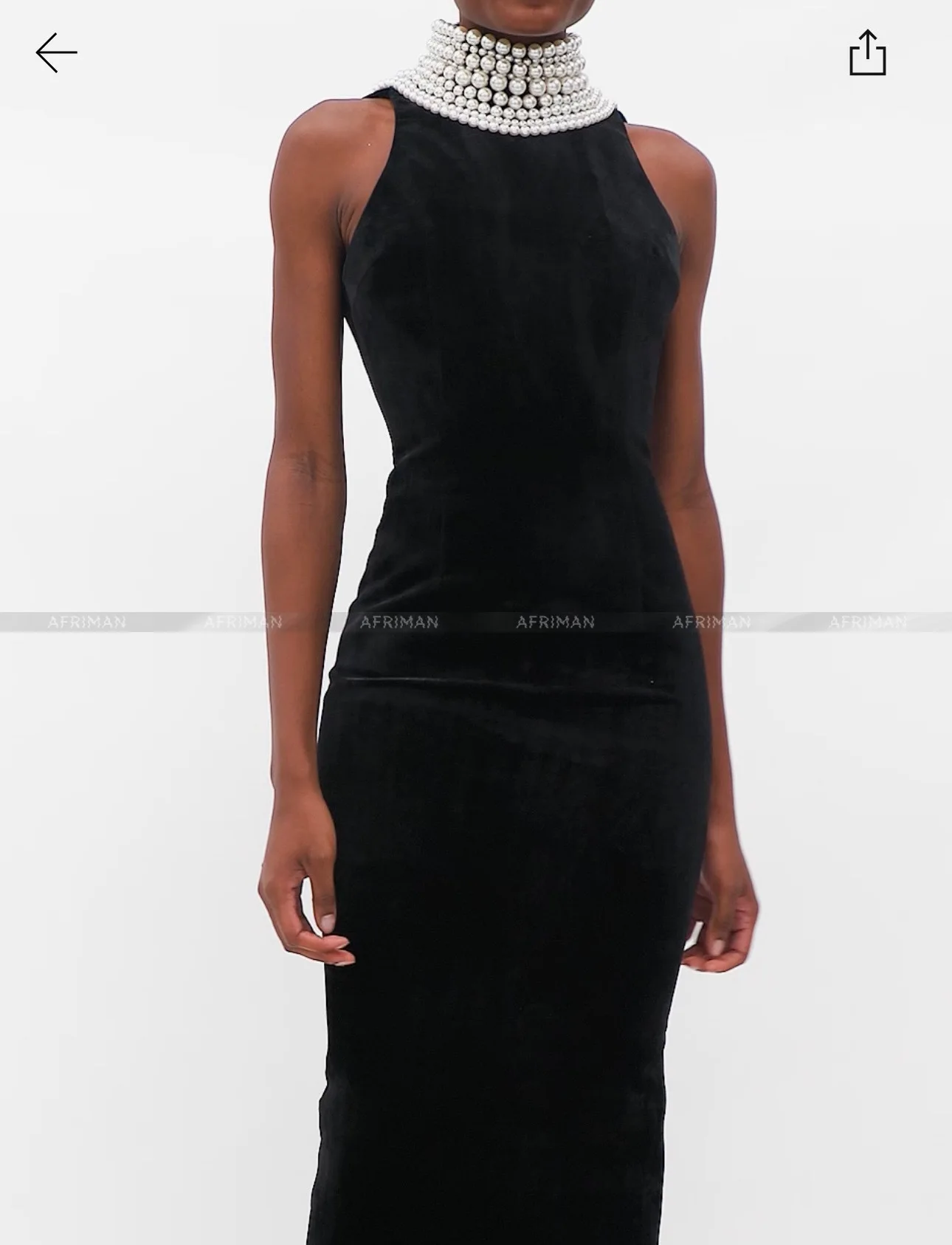 black dress with pearl neckline Exquisite Elegant Waist-Defined this sleeveless midi dress features a graceful scoop neckline adorned with delicate pearl embroidery Black Pearl Chain A-Line Midi