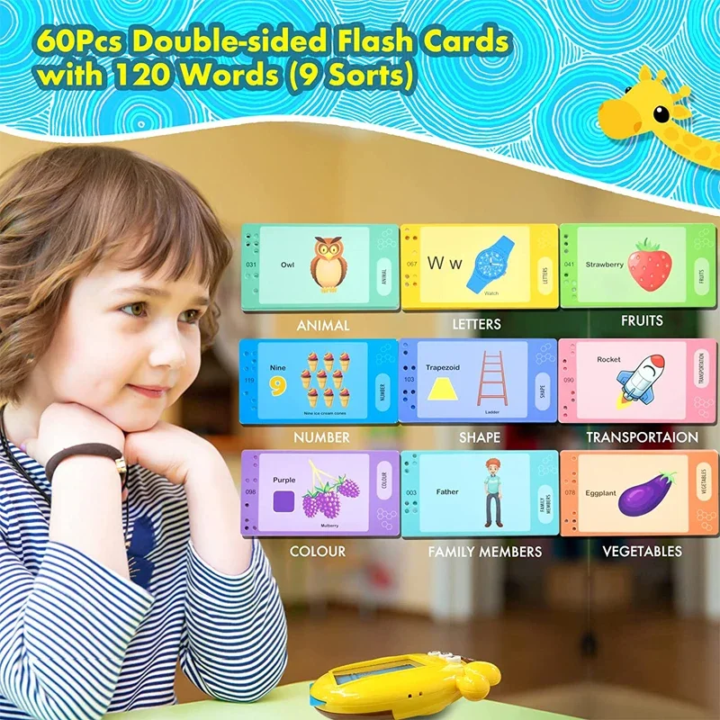 Educational Learning Toy Giraffe Flash Card Reader For Kids