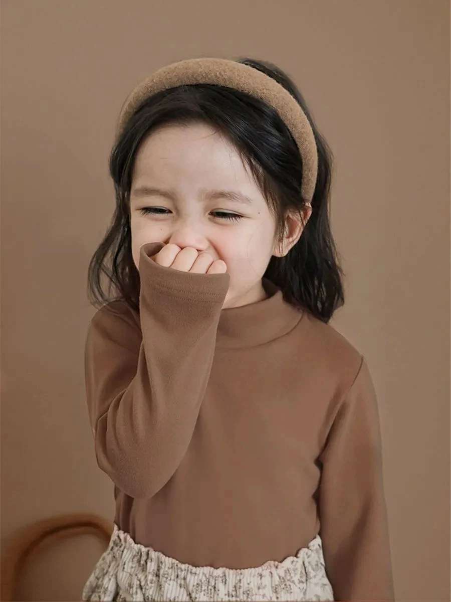 1-9Years Toddler Kids Turtleneck Long Sleeve Base Tops Infant Soft Full Tees Children Solid t Shirt 4