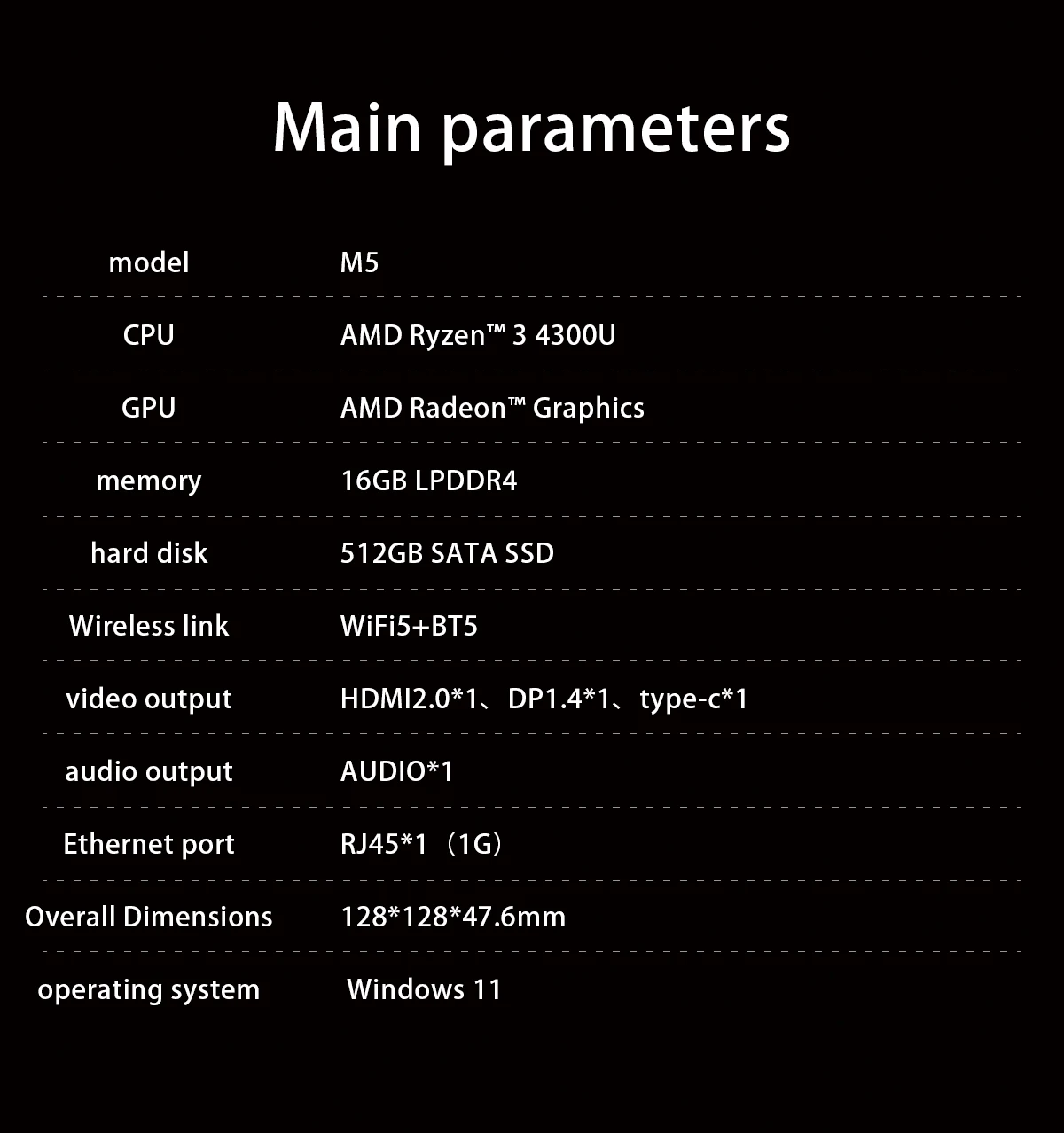 SOYO M5 Mini PC AMD Ryzen 3 4300U LPDDR4 16GB RAM 512GB ROM Windows 11 Pro Mini Desktop Computer Dual 4K Multi-Screen Output WiFi Bluetooth Gigabit LAN Type-C Compact Micro PC for Home Office Business Entertainment Daily Work
