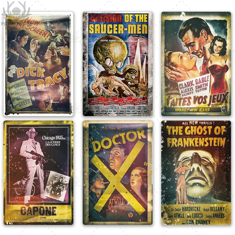 Putuo Decor Classic Film Metal Poster Plaque Metal Vintage Movie Metal Sign Wall Decor for Bar Man Cave Iron Painting Tin Sign