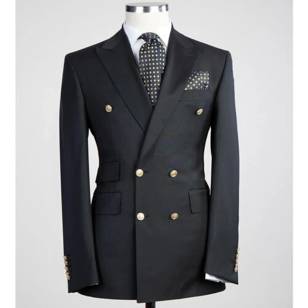 Men suits jackets Elegant Solid Peak Lapel Double Breasted