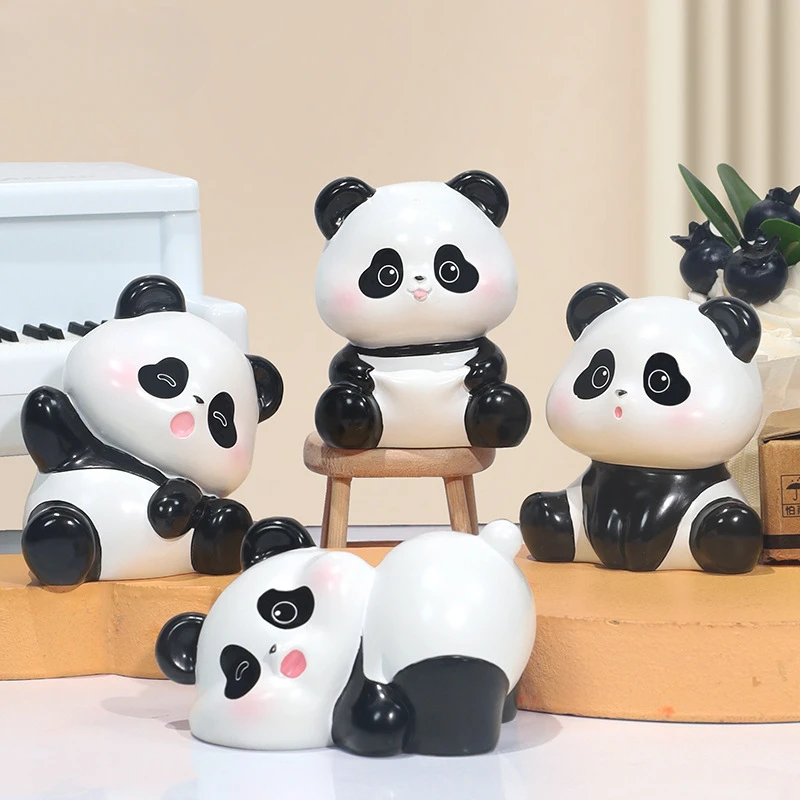 

1pc Cute Panda Figurines Miniatures Mini DIY Decoration Fairy Ggarden Gnome Home Decor Office Desktop Car Ornaments Accessories