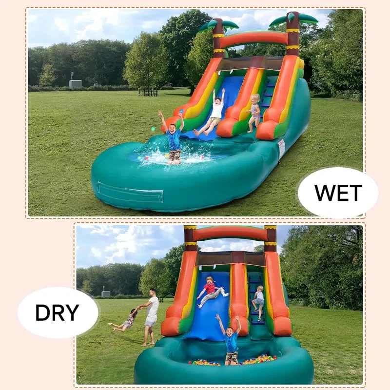Grade PVC Commercial Use Inflatable Tall Jungle Water Slide With Pool for Kid and Adults Outdoor Backyard Summer Water Play
