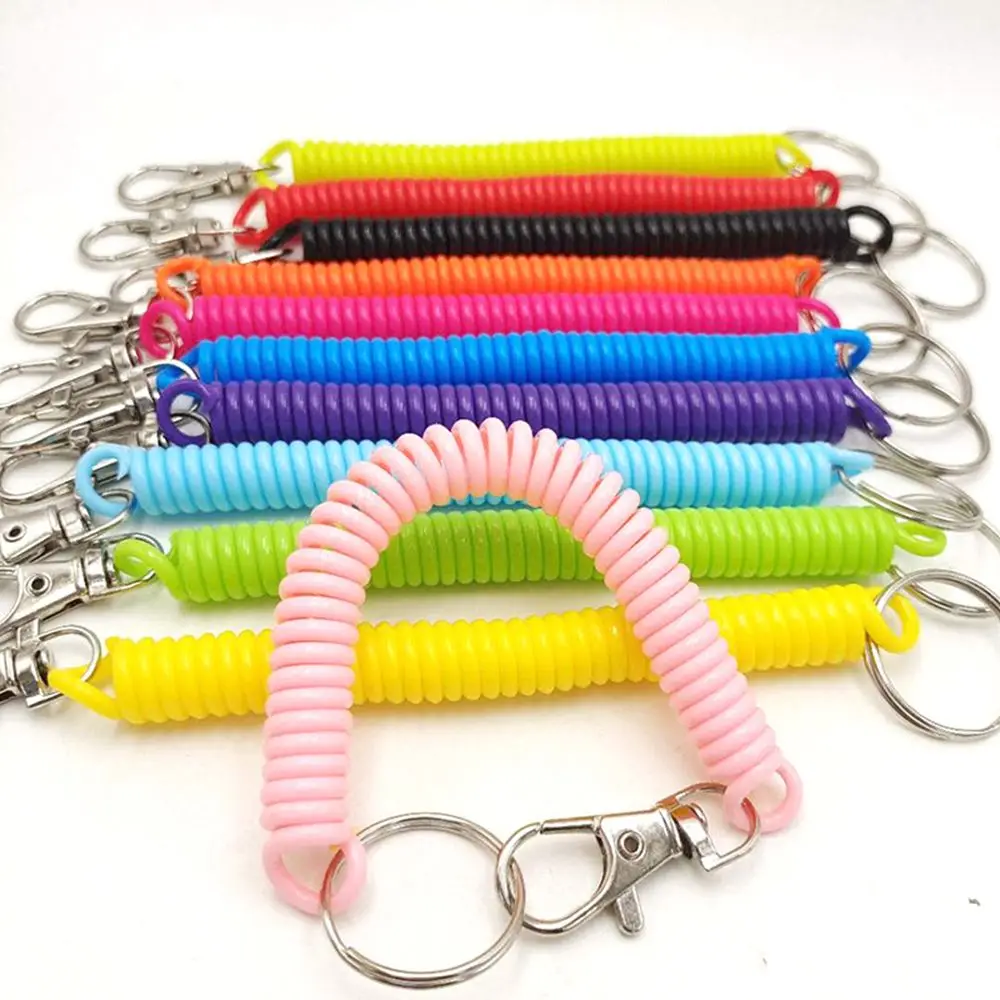 Uxcell Retractable Coil Spring Keychain Clasp with Key Ring 220mm, 4 Pack Plastic Spiral Stretchy Cord, Yellow Pink, Women's, Size: 220 mm