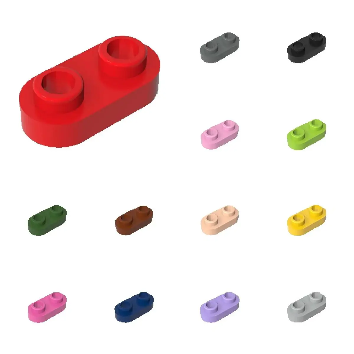 50 Stück 35480 rund 1 x 2 mit offenen Noppen, Ziegelsammlungen, modulares GBC-Spielzeug für technische MOC-DIY-Gebäude, kompatibel mit Blöcken