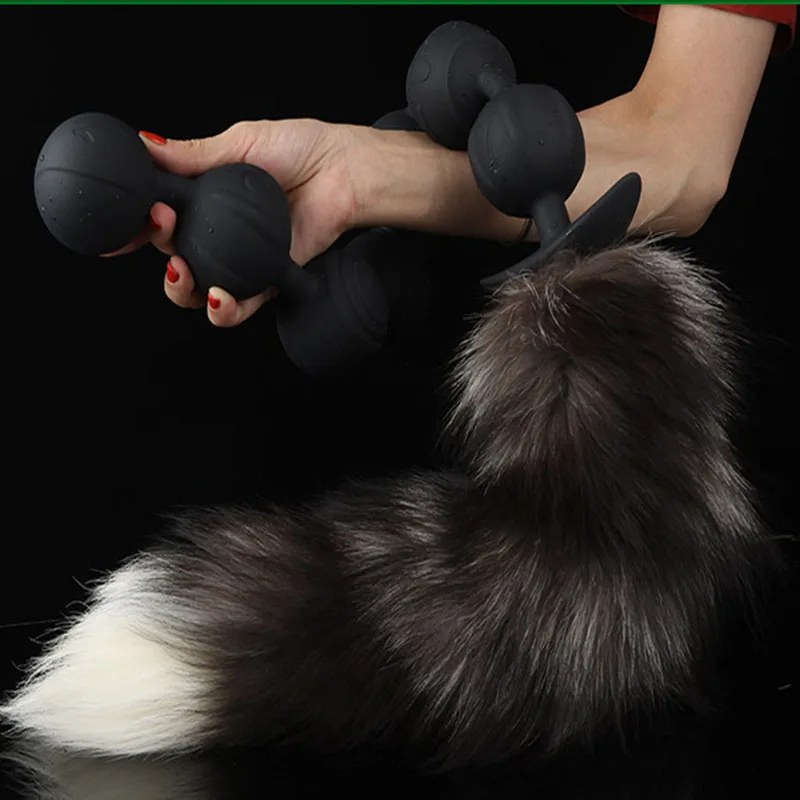 Coda di volpe staccabile, plug anale con perline, dildo lungo, giocattoli sessuali per donne, uomini e coppie_voghion.com