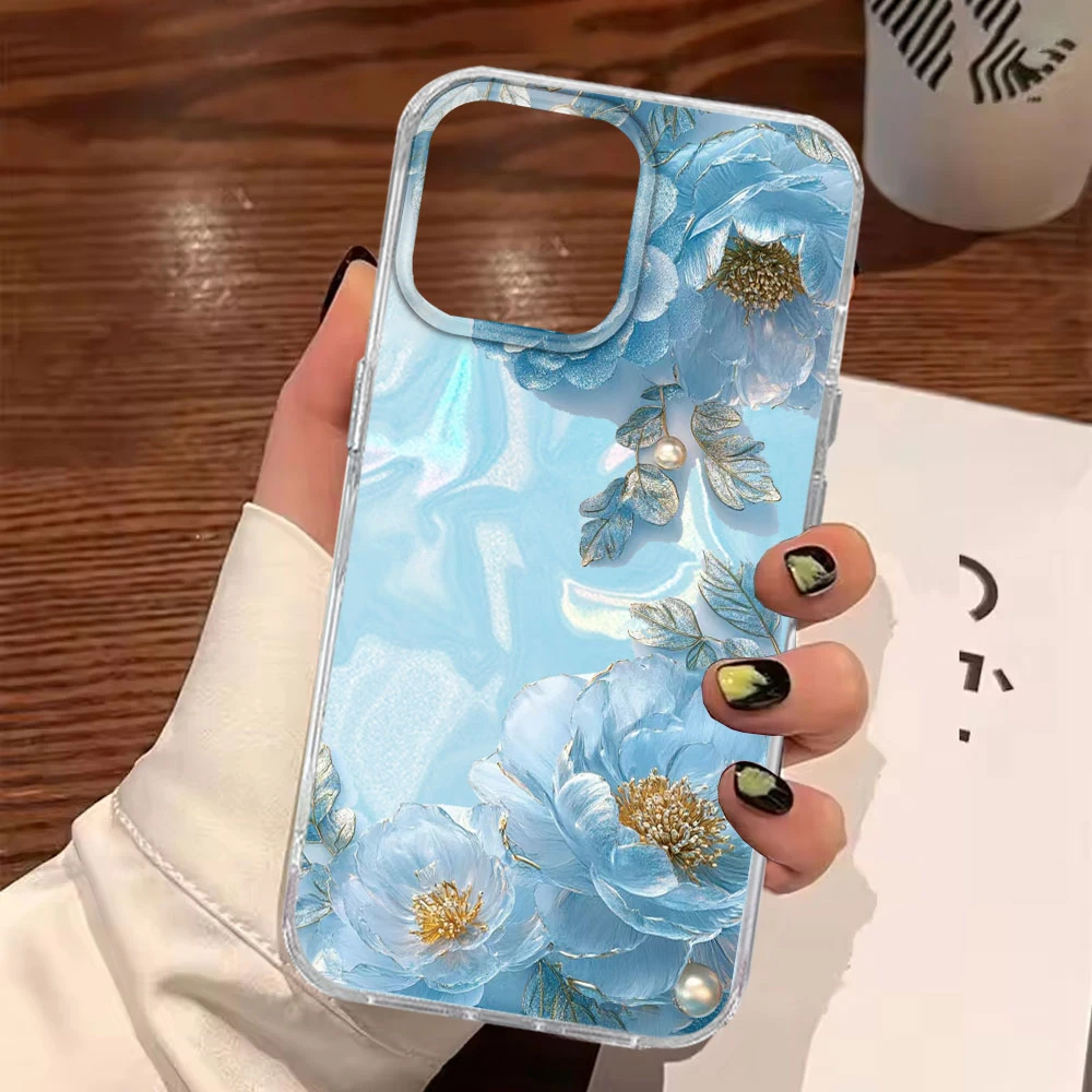 Elegant Blue Rose Flower Girls Phone Case Cover