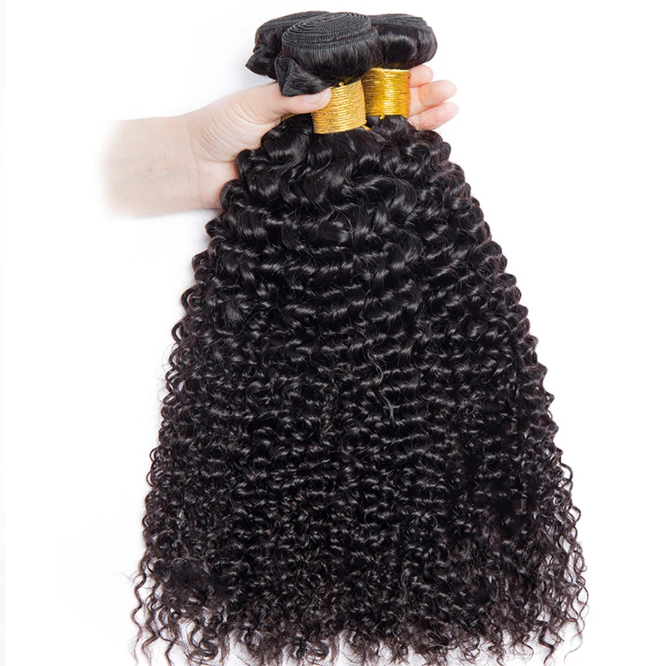 Brazilian Kinky Curly Wave Hair Bundles 1/3 Pieces Real Hair Bundles 10A 12-32 Polegada Remy Extensões de cabelo humano para mulheres