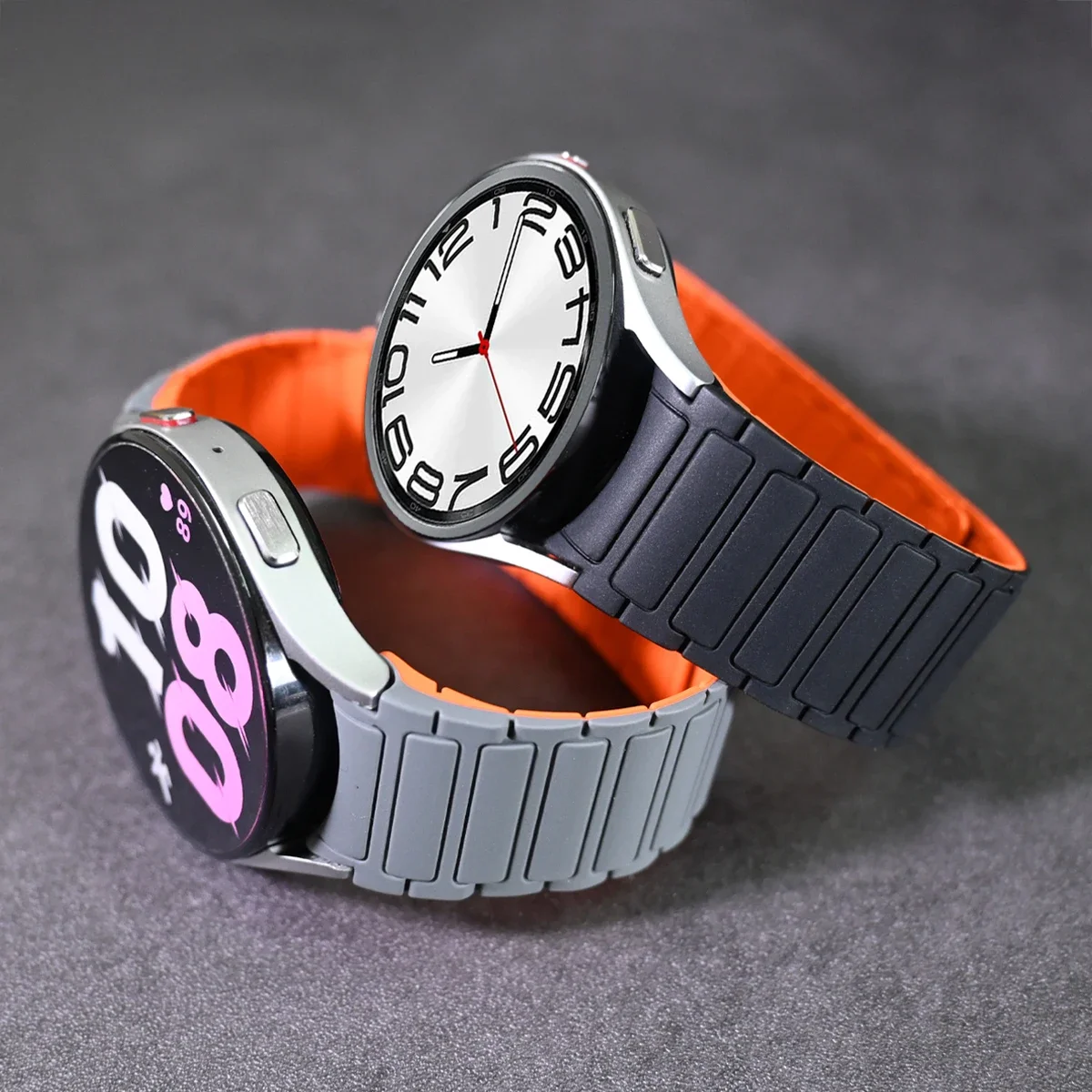 

Silicone Magnetic Band for Samsung Galaxy Watch 6 Classic 43 47mm 42 46mm 5pro 45mm Loop No Gaps Strap for galaxy 4 5 6 40 44mm