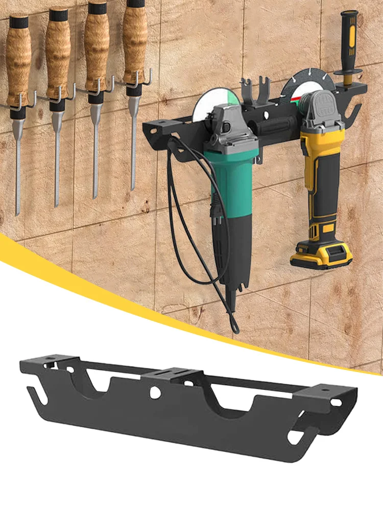 Angle Grinder Holder 2 Bay Multipurpose Cord Hanger Wall Mount Bracket for Angle Grinders Garage Workspace Wrenches Cutters