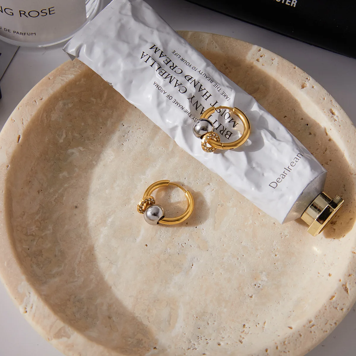 New Vintage Mini Multi Ring Stainless Steel Earring Sparkling Zircon Two-tone Circle Hoop Earrings Unique Jewelry Hypoallergenic