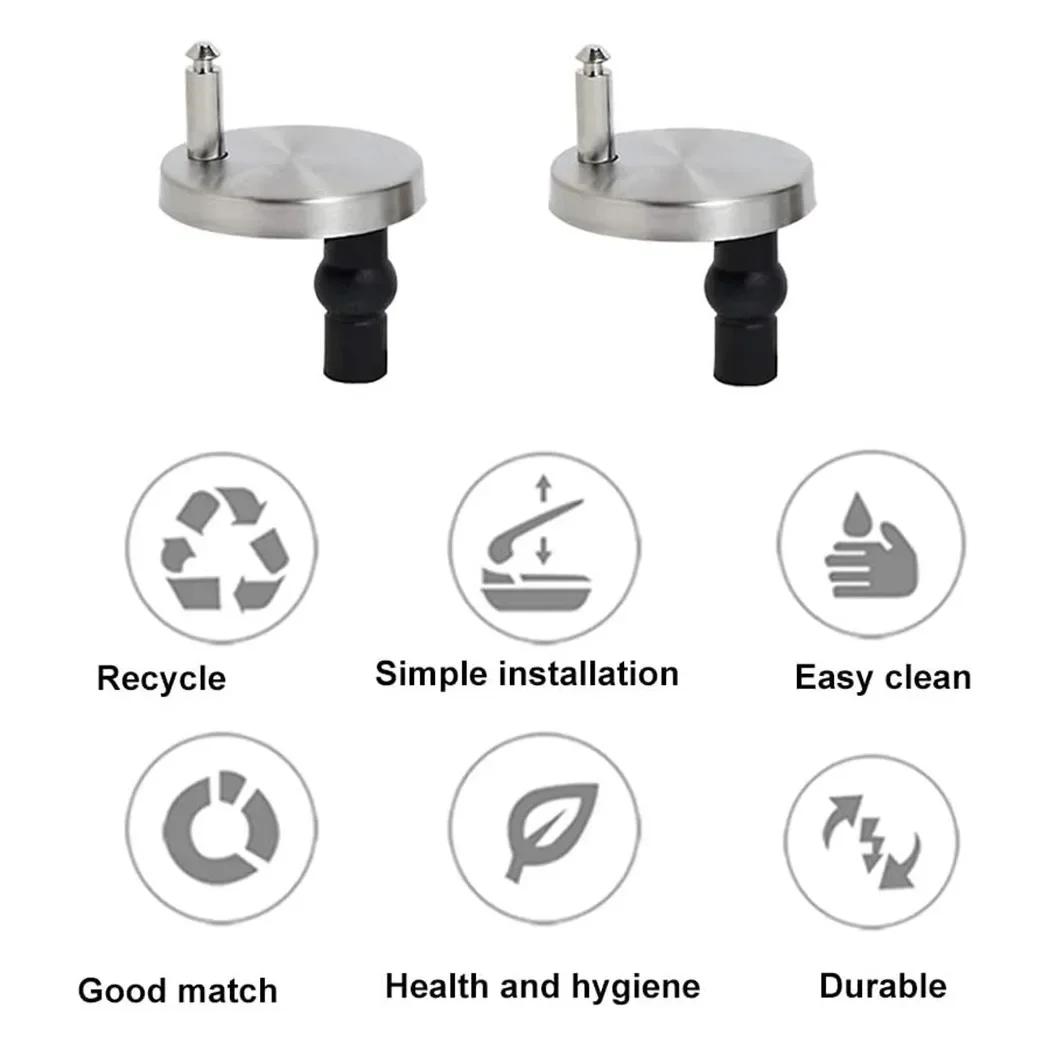 1 Pair Toilet Seat Hinges Top Fixings Universal Replacement Rubber Nuts Screws For WC Blind Holes Fittings Quick Release