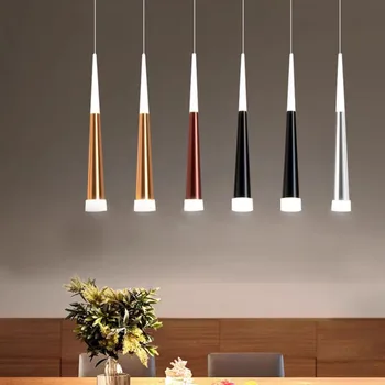 콘 롱 튜브 LED 펜던트 조명, 알루미늄 아크릴, 주방, 아일랜드, 식당, 상점, 바, 카운터, 펜던트 램프, 5W