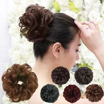 Chignon sintetico da donna, extension per capelli a coda di cavallo, elastico a scrunchie, capelli ricci ondulati, accessorio per capelli a scrunchie