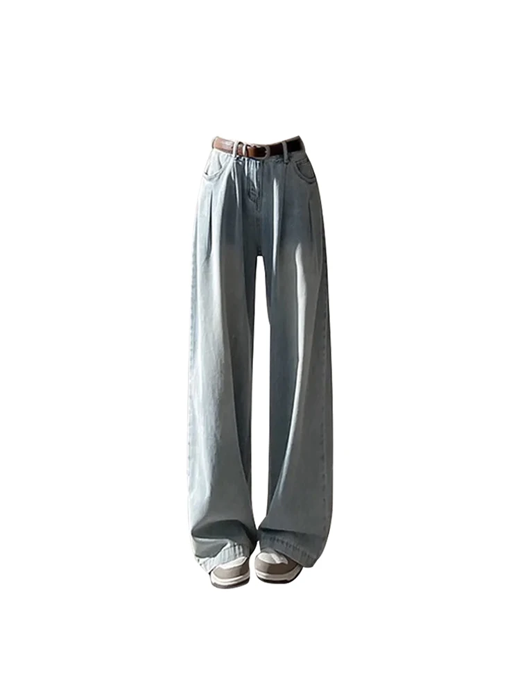 

Women's Vintage Blue High Waist Flare Jeans Baggy Denim Trouser Korean Y2k Streetwear 2000s Oversize Wide Leg Pants 2023 Clothes