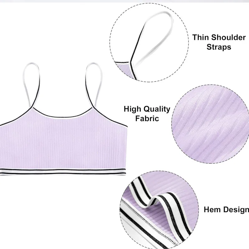 Camisoles Underwear Set for Young Girl Cotton Solid Soft 1/4 Sets
