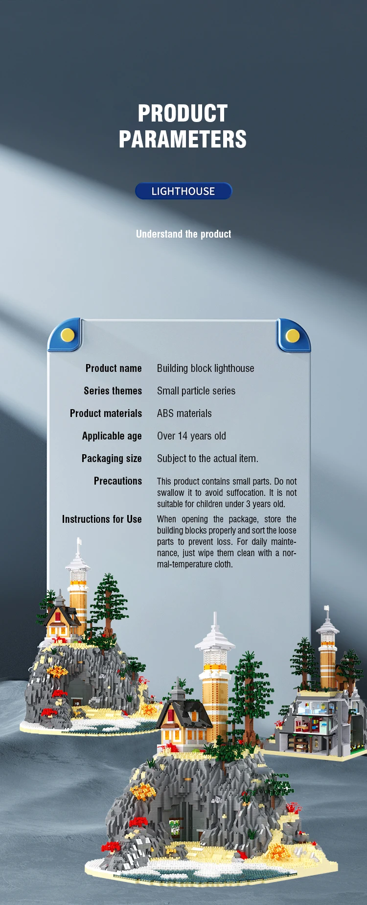 DIY Baustein Leuchtturm Kinderspielzeug mit LED-Licht 5100 Stück Mikrosteine Blöcke Montagespielzeug Geschenk für Kindergeburtstag – Detail 10