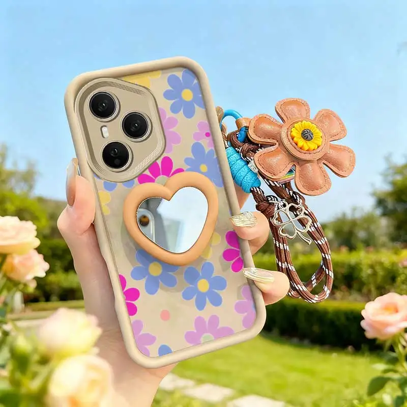 3-Piece Cartoon Flower Phone Case Set with Lanyard and Craft Embellishments